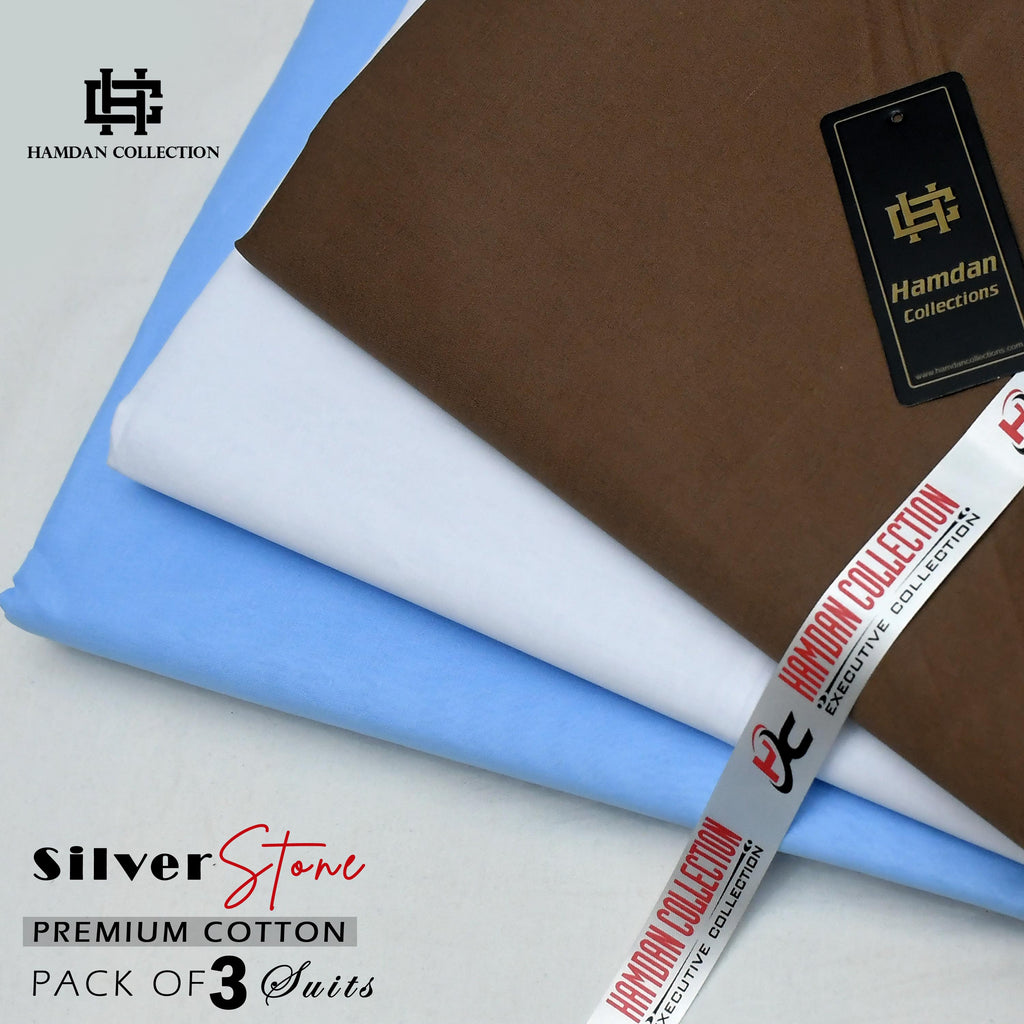 Pack of 3 Suits - Silver Stone Premium Cotton
