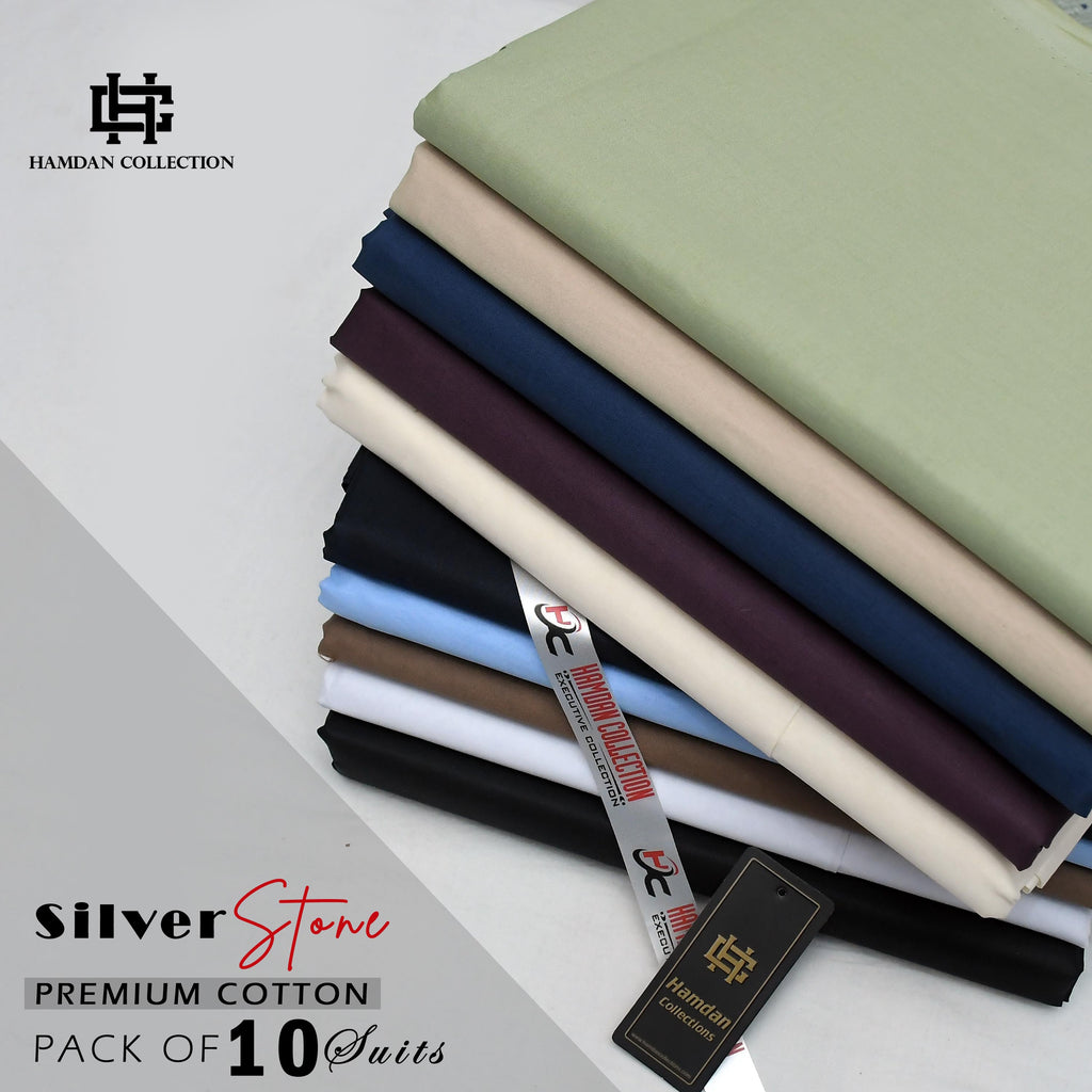 Pack of 10 Suits - Silver Stone Premium Cotton